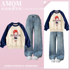 批发<b class='q'>女</b><b class='q'>童</b><b class='q'>2026</b><b class='q'>新款</b>春款套装新时髦超洋气儿<b class='q'>童</b>两件套<b class='q'>牛仔裤</b>套装