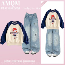 批发<b class='q'>女</b><b class='q'>童</b><b class='q'>2026</b><b class='q'>新款</b>春款套装新时髦超洋气儿<b class='q'>童</b>两件套<b class='q'>牛仔裤</b>套装