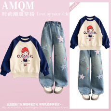 批发<b class='q'>女</b><b class='q'>童</b><b class='q'>2026</b><b class='q'>新款</b>春款套装新时髦超洋气儿<b class='q'>童</b>两件套<b class='q'>牛仔裤</b>套装