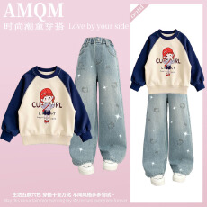 批发<b class='q'>女</b><b class='q'>童</b><b class='q'>2026</b><b class='q'>新款</b>春款套装新时髦超洋气儿<b class='q'>童</b>两件套<b class='q'>牛仔裤</b>套装