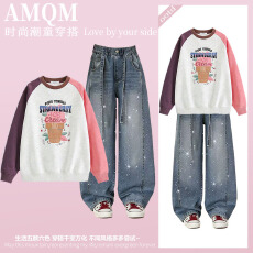 批发<b class='q'>女</b><b class='q'>童</b><b class='q'>2026</b><b class='q'>新款</b>春款套装新时髦超洋气儿<b class='q'>童</b>两件套<b class='q'>牛仔裤</b>套装