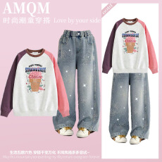 批发<b class='q'>女</b><b class='q'>童</b><b class='q'>2026</b><b class='q'>新款</b>春款套装新时髦超洋气儿<b class='q'>童</b>两件套<b class='q'>牛仔裤</b>套装