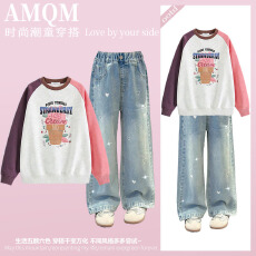 批发<b class='q'>女</b><b class='q'>童</b><b class='q'>2026</b><b class='q'>新款</b>春款套装新时髦超洋气儿<b class='q'>童</b>两件套<b class='q'>牛仔裤</b>套装