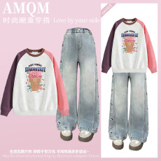 批发<b class='q'>女</b><b class='q'>童</b><b class='q'>2026</b><b class='q'>新款</b>春款套装新时髦超洋气儿<b class='q'>童</b>两件套<b class='q'>牛仔裤</b>套装