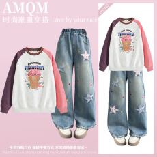 批发<b class='q'>女</b><b class='q'>童</b><b class='q'>2026</b><b class='q'>新款</b>春款套装新时髦超洋气儿<b class='q'>童</b>两件套<b class='q'>牛仔裤</b>套装