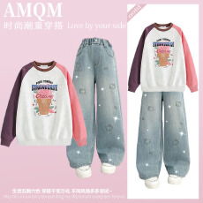 批发<b class='q'>女</b><b class='q'>童</b><b class='q'>2026</b><b class='q'>新款</b>春款套装新时髦超洋气儿<b class='q'>童</b>两件套<b class='q'>牛仔裤</b>套装