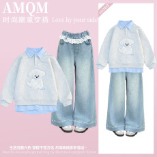 批发<b class='q'>女</b><b class='q'>童</b><b class='q'>2026</b><b class='q'>新款</b>春款套装新时髦超洋气儿<b class='q'>童</b>两件套<b class='q'>牛仔裤</b>套装