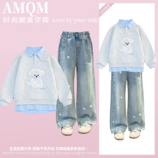 批发<b class='q'>女</b><b class='q'>童</b><b class='q'>2026</b><b class='q'>新款</b>春款套装新时髦超洋气儿<b class='q'>童</b>两件套<b class='q'>牛仔裤</b>套装