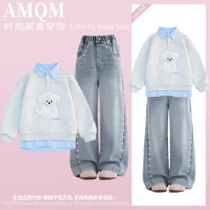批发<b class='q'>女</b><b class='q'>童</b><b class='q'>2026</b><b class='q'>新款</b>春款套装新时髦超洋气儿<b class='q'>童</b>两件套<b class='q'>牛仔裤</b>套装