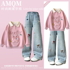 批发<b class='q'>女</b><b class='q'>童</b><b class='q'>2026</b><b class='q'>新款</b>春款套装新时髦超洋气儿<b class='q'>童</b>两件套<b class='q'>牛仔裤</b>套装