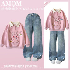 女童2026新款春款套装新时髦超洋气儿童两件套牛仔裤套装