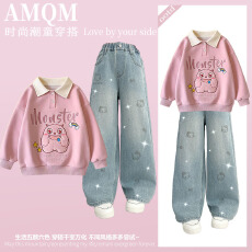 批发<b class='q'>女</b><b class='q'>童</b><b class='q'>202</b>6<b class='q'>新款</b>春款套装新时髦超洋气儿童两件套牛仔裤套装