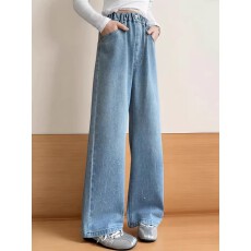 批发<b class='q'>女</b><b class='q'>童</b>2026新款春款新时髦牛仔裤直筒裤超洋气直百搭儿童阔腿裤