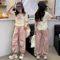 批发<b class='q'>女</b>童<b class='q'>套</b>装<b class='q'>夏季</b>2026新款洋气短袖衣服儿童时髦<b class='q'>运动</b>工装裤<b class='q'>女</b>孩两件套