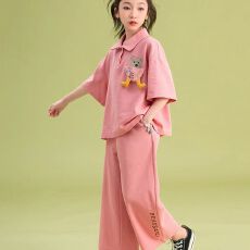 批发<b class='q'>女</b>童洋气<b class='q'>阔腿裤</b><b class='q'>套</b>装中大童夏2026新款休闲儿童短袖T恤<b class='q'>运动</b>两件套