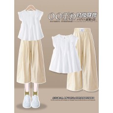 批发儿童短袖套装夏季2026新款<b class='q'>女</b>孩网红洋气阔腿裤<b class='q'>两件</b>套<b class='q'>女</b>童<b class='q'>夏</b>装<b class='q'>童装</b>