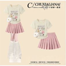 批发<b class='q'>女童</b>夏<b class='q'>季</b>短袖<b class='q'>T</b><b class='q'>恤</b>2026新款亲子装纯棉休闲印花夏装圆领初中生上衣