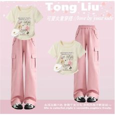 批发<b class='q'>女童</b>夏<b class='q'>季</b>短袖<b class='q'>T</b><b class='q'>恤</b>2026新款亲子装纯棉休闲印花夏装圆领初中生上衣