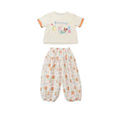 批发女童套装2026夏季新款儿童洋气薄款甜美女<b class='q'>宝宝</b>泡泡袖阔腿裤