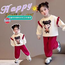 批发女童套装2026夏季新款儿童洋气薄款甜美女<b class='q'>宝宝</b>泡泡袖阔腿裤