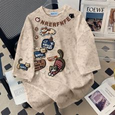 街头风设计仿刺绣小马印花扎染短袖t恤女夏季休闲百搭女童T恤ins