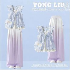 批发原版面料和做工2026新款小清新正肩撞色短袖t恤女假两件娃娃