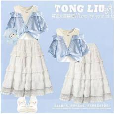 批发原版面料和做工2026新款小清新正肩撞色短袖<b class='q'>t</b><b class='q'>恤</b>女假两件娃娃