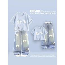 批发原版面料和做工2026新款小清新正肩撞色短袖t恤女假两件娃娃