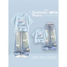 批发原版面料和做工2026新款小清新正肩撞色短袖t恤女假两件娃娃