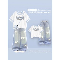 批发原版面料和做工2026新款小清新正肩撞色短袖t恤女假两件娃娃