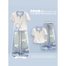 批发原版面料和做工2026新款小清新正肩撞色短袖t恤女假两件娃娃