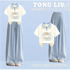 批发原版面料和做工2026新款小清新正肩撞色短袖t恤女假两件娃娃