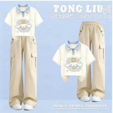 批发原版面料和做工2026新款小清新正肩撞色短袖t恤女假两件娃娃