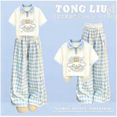 批发原版面料和做工2026新款小清新正肩撞色短袖t恤女假两件娃娃