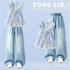 批发原版做工2026新款小清新正肩撞色短袖t恤女假两件娃娃