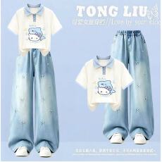 批发原版做工2026新款小清新正肩撞色短袖t恤女假两件娃娃