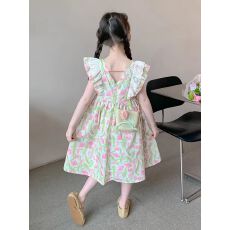 批发女童夏季公主裙2026新款碎花裙儿童夏款飞袖裙子小女孩夏装连衣裙