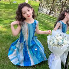 批发女童连衣裙夏季2026新款儿童洋气时髦扎染背心裙女宝宝夏装裙子潮