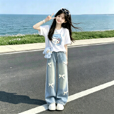 批发原版面料和做工2026新款小清新正肩撞色短袖t恤女假两件娃娃