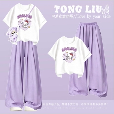 批发原版面料和做工2026新款小清新正肩撞色短袖t恤女假两件娃娃