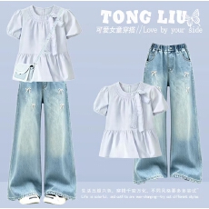批发原版面料和做工2026新款小清新正肩撞色短袖t恤女假两件娃娃