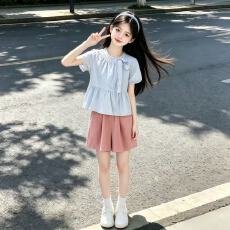 批发原版面料和做工2026新款小清新正肩撞色短袖t恤女假两件娃娃