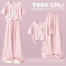 批发原版面料和做工2026新款小清新正肩撞色短袖t恤女假两件娃娃