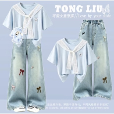 批发女童运动套装夏装2025新款洋气时髦童装儿童女大童短袖两件套夏季