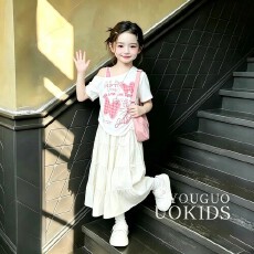 批发女<b class='q'>童</b><b class='q'>印花</b>休闲短<b class='q'>袖套装</b>夏季2026新款洋气女大<b class='q'>童</b>披肩百搭休闲