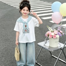 批发女童夏季超好看套装2026新款初中女孩洋气短袖T恤大童洋气两件套