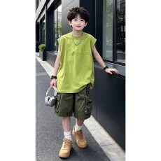 批发男童夏季背心套装2026新款儿童夏装男孩帅气时髦童装夏款大童衣服