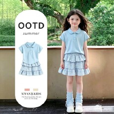 批发女童学院风套装夏装2026新款儿童短袖T恤夏季女大童两件套