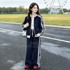 批发<b class='q'>女</b><b class='q'>童</b>2026春秋季套装新款韩版百搭长袖外套<b class='q'>宽松</b>长裤运动两件套潮