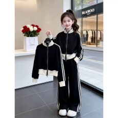 批发女童春秋款洋气套装2026新款中大童春装韩版立领外套<b class='q'>休闲</b>裤两件套